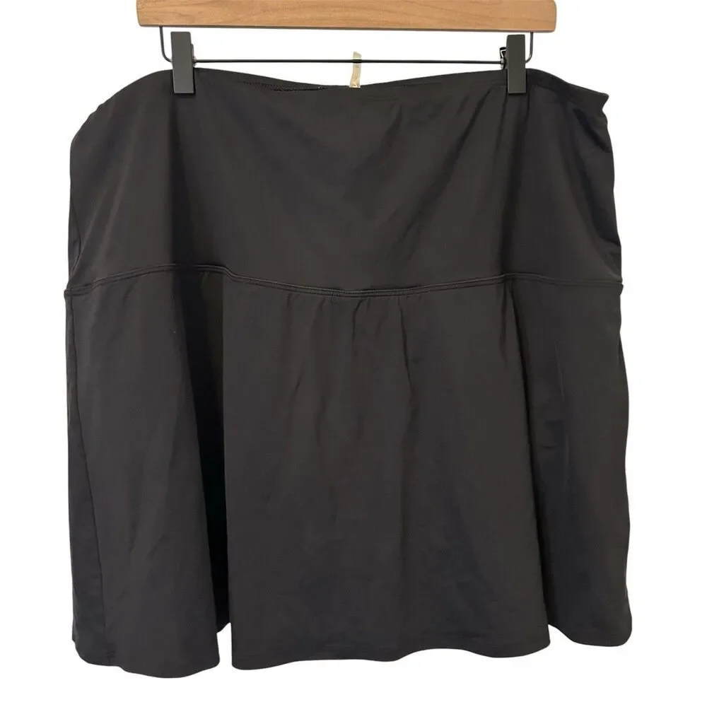 Lands' End Swim Skirt Skort Women Plus Size 24W Black Built in Brief Beach